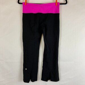 Lululemon Tadasana Slit Crop Pants 4 Black Paris Pink